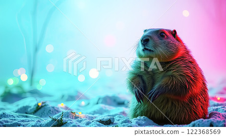 The groundhog animal, or a woodchuck. A rodent. The groundhog animal, or a woodchuck. A rodent. 122368569