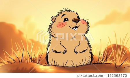 The groundhog animal, or a woodchuck. A rodent funny illustration. The groundhog animal, or a woodchuck. A rodent funny illustration. 122368570