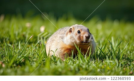 The groundhog animal, or a woodchuck. A rodent. The groundhog animal, or a woodchuck. A rodent. 122368593