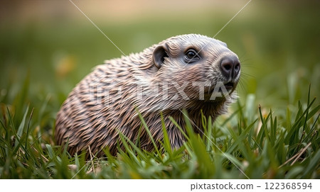 The groundhog animal, or a woodchuck. A rodent. The groundhog animal, or a woodchuck. A rodent. 122368594