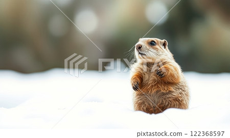 The groundhog animal, or a woodchuck. A rodent. The groundhog animal, or a woodchuck. A rodent. 122368597