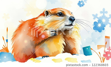 The groundhog animal, or a woodchuck. A rodent funny illustration. The groundhog animal, or a woodchuck. A rodent funny illustration. 122368603