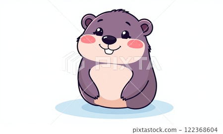 The groundhog animal, or a woodchuck. A rodent funny illustration. 122368604