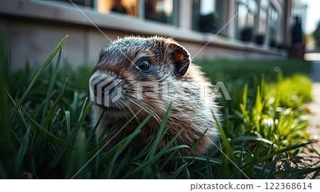 The groundhog animal, or a woodchuck. A rodent. The groundhog animal, or a woodchuck. A rodent. 122368614