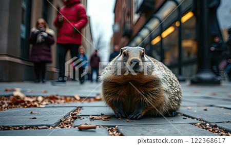 The groundhog animal, or a woodchuck. A rodent. 122368617