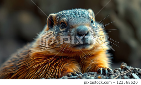 The groundhog animal, or a woodchuck. A rodent. The groundhog animal, or a woodchuck. A rodent. 122368620