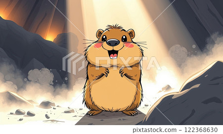 The groundhog animal, or a woodchuck. A rodent funny illustration. 122368630