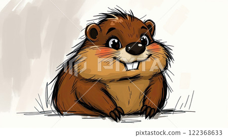 The groundhog animal, or a woodchuck. A rodent funny illustration. 122368633