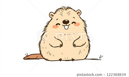 The groundhog animal, or a woodchuck. A rodent funny illustration. 122368634