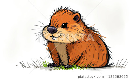 The groundhog animal, or a woodchuck. A rodent funny illustration. 122368635