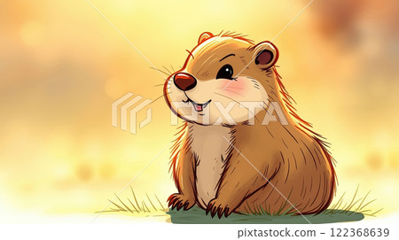 The groundhog animal, or a woodchuck. A rodent funny illustration. 122368639