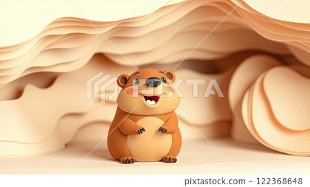 The groundhog animal, or a woodchuck. A rodent funny illustration. 122368648