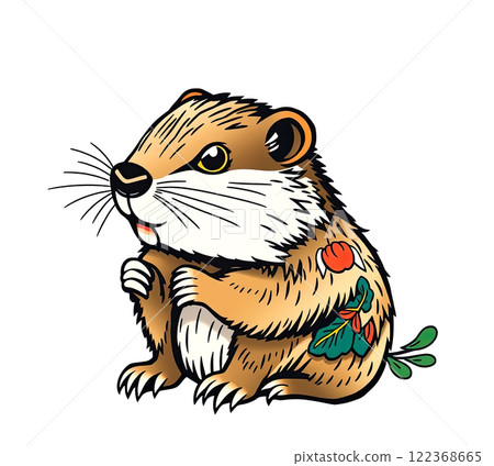 The groundhog animal, or a woodchuck. A rodent funny illustration. 122368665