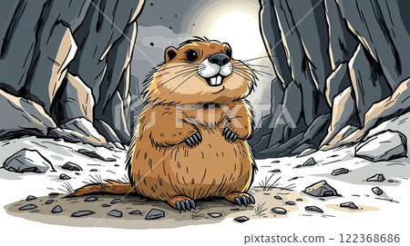 The groundhog animal, or a woodchuck. A rodent funny illustration. 122368686