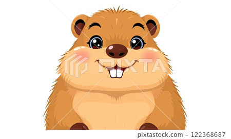 The groundhog animal, or a woodchuck. A rodent funny illustration. 122368687