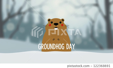 The groundhog animal, or a woodchuck. A rodent funny illustration. 122368691