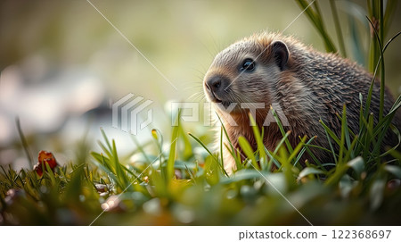 The groundhog animal, or a woodchuck. A rodent. 122368697