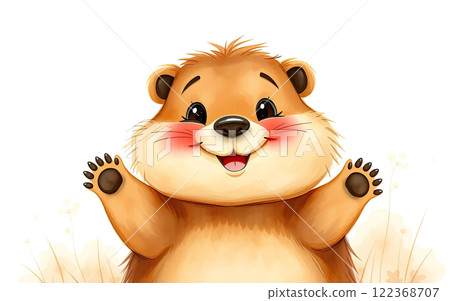 The groundhog animal, or a woodchuck. A rodent funny illustration. The groundhog animal, or a woodchuck. A rodent funny illustration. 122368707