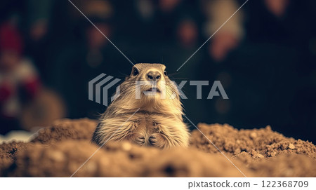 The groundhog animal, or a woodchuck. A rodent. The groundhog animal, or a woodchuck. A rodent. 122368709
