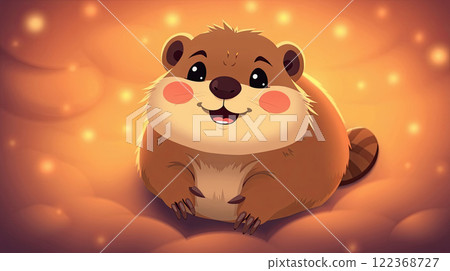 The groundhog animal, or a woodchuck. A rodent funny illustration. 122368727
