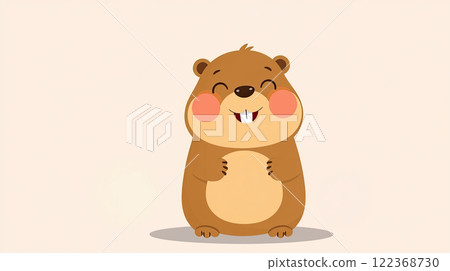 The groundhog animal, or a woodchuck. A rodent funny illustration. 122368730