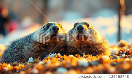 The groundhog animal, or a woodchuck. A rodent. The groundhog animal, or a woodchuck. A rodent. 122368748