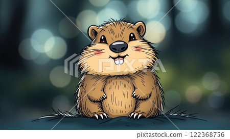 The groundhog animal, or a woodchuck. A rodent funny illustration. 122368756