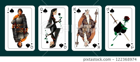 Jack of Spades, Queen of Spades, King of Spades, Ace of Spades. Playing cards design Jack of Spades, Queen of Spades, King of Spades, Ace of Spades. Playing cards design 122368974