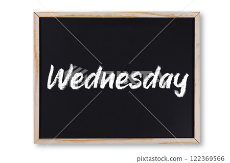 Wednesday word in chalk on chalkboard Wednesday word in chalk on chalkboard 122369566