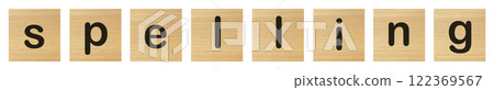spelling word with wood blocks 122369567