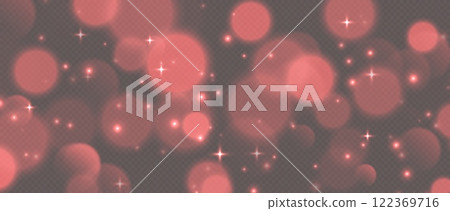 Red bokeh with stars and sparkles, shiny overlay decoration isolated on grey background. 122369716