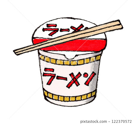 Cup ramen and disposable chopsticks 122370572
