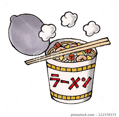 Open cup ramen and disposable chopsticks 122370573