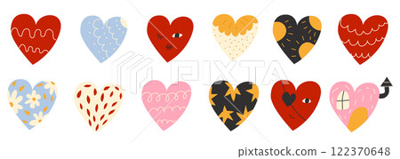 set of cute hearts for valentines day 122370648