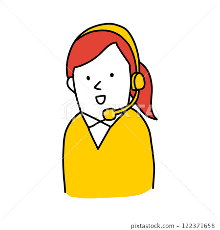 電話接線員、客戶支援女性的圖像插圖 電話接線員、客戶支援女性的圖像插圖 122371658