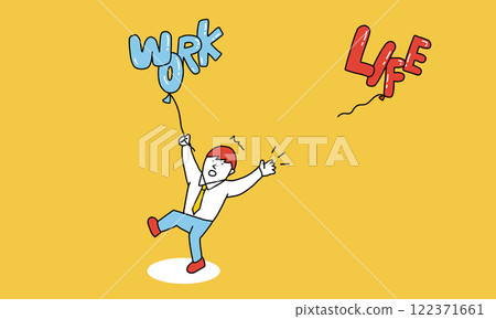 Illustration of a businessman who has lost his work-life balance 122371661