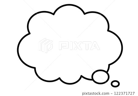 Vector illustration of a fluffy speech bubble that reminds me of black and white 122371727