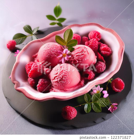 Delicious rose and raspberry sorbet 122371827