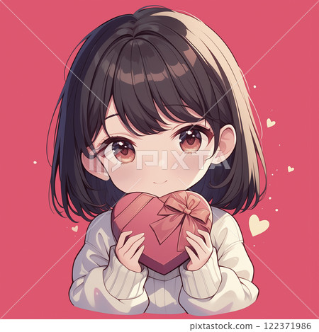 情人節送上手工巧克力的女人的插圖 122371986