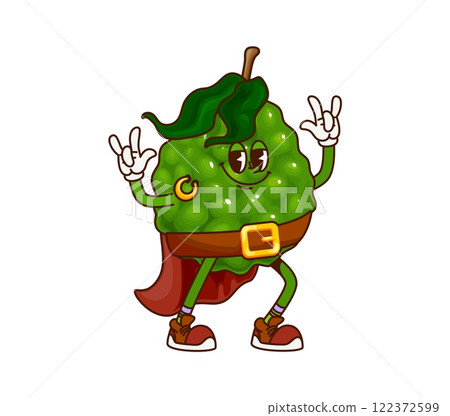 Cartoon groovy tropical fruit pirate or corsair character, vector comic personage. Groovy cherimoya or bergamot orange fruit with funny face as pirate or corsair cartoon character with golden earring Cartoon groovy tropical fruit pirate or corsair character, vector comic personage. Groovy cherimoya or bergamot orange fruit with funny face as pirate or corsair cartoon character with golden earring 122372599