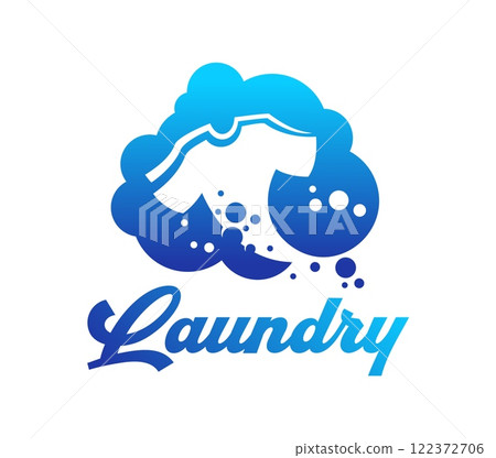 Laundry icon, wash service emblem featuring a shirt surrounded by bubbles and foam, symbolizing washing, cleanliness and freshness. Isolated vector emblem for laundromats, cleaning service or business Laundry icon, wash service emblem featuring a shirt surrounded by bubbles and foam, symbolizing washing, cleanliness and freshness. Isolated vector emblem for laundromats, cleaning service or business 122372706