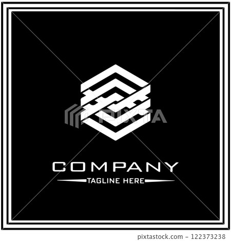 abstract logo design, black and white geometric technology icon 122373238
