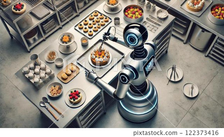 Robot working hard Robot working hard 122373416