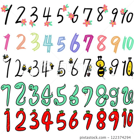 Various cute design numbers 122374294