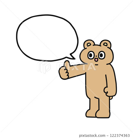 Funny bear giving a thumbs up sign with speech bubble Funny bear giving a thumbs up sign with speech bubble 122374363