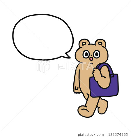 A fun bear going out with a speech bubble 122374365