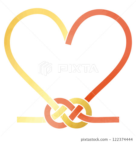 金色和紅色心形框架 mizuhiki 的向量插圖 金色和紅色心形框架 mizuhiki 的向量插圖 122374444