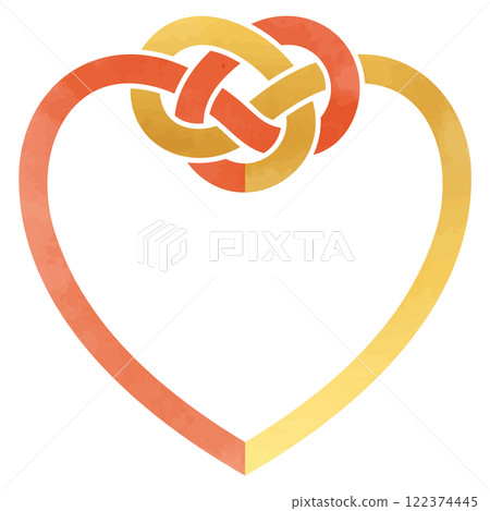 Vector illustration of gold and red heart frame Mizuhiki 122374445