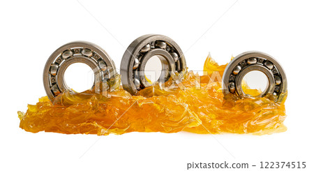 Ball bearing stainless with grease lithium machinery lubrication for automotive and industrial  isolated on white background 122374515