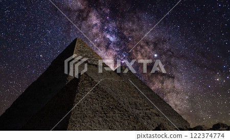 Egypt Milky Way Galaxy Over Pyramids of Giza in the Night Sky Egypt Milky Way Galaxy Over Pyramids of Giza in the Night Sky 122374774